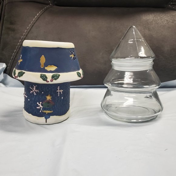 Home Decor - Christmas - Seasonal - Candle and Glass Christmas Tree Candy Holder - Picture 3 of 5